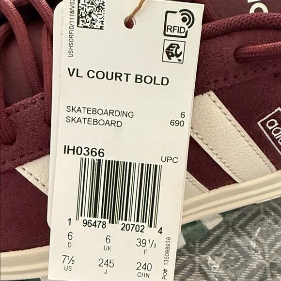 Adidas Women's Maroon and White Platform Sneakers - Picture 5 of 5